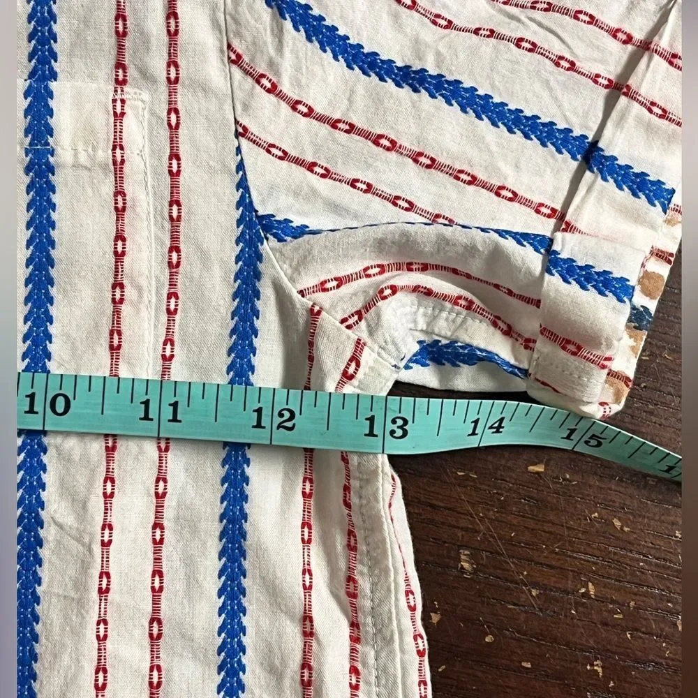 Stripe Textured Cotton Shirt Short Sleeve Sz 4T